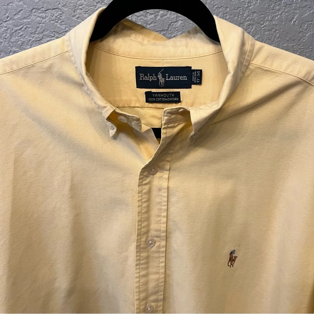 Ralph Lauren Men’s button down Long sleeve shirt Yarmouth 17 - 34 Yellow Oxford